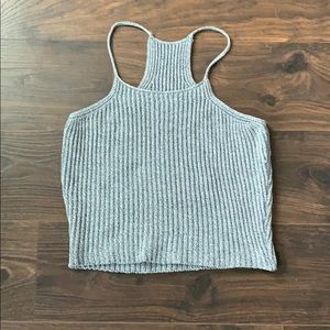 Heather gray knit crop top
